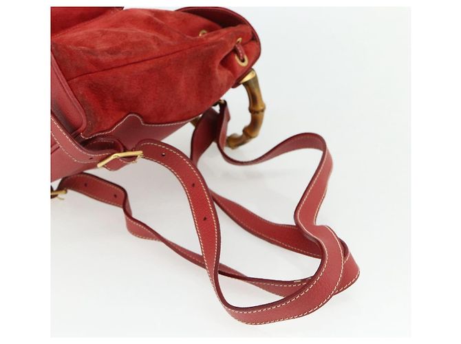 Bamboo Zaino in Bambù GUCCI Camoscio Rosso Oro 003 2058 0030 Auth 175586 D'oro - vista 9
