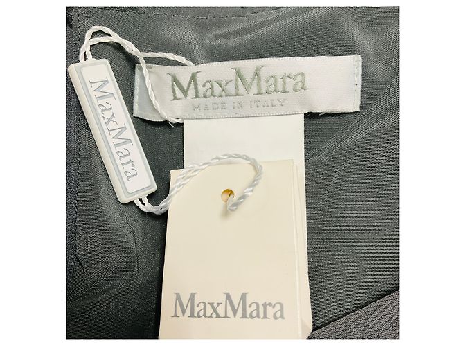 Vestido midi em crepe sem mangas com detalhe drapeado cinza ardósia Max Mara - vista 4