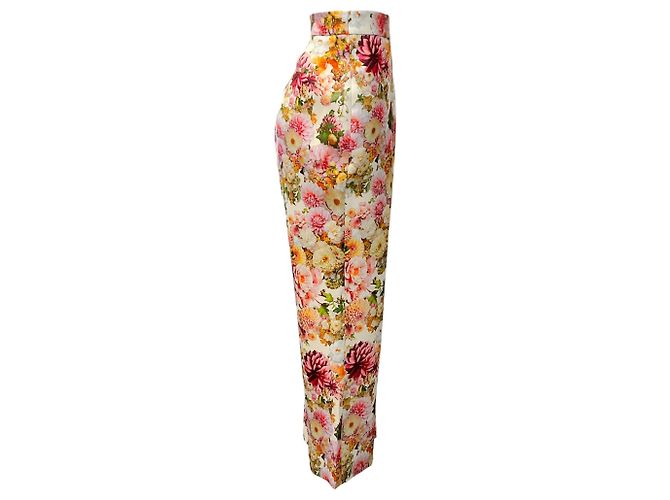 Adam Lippes Cream Multi Floral Wool / Silk Pants - view 2