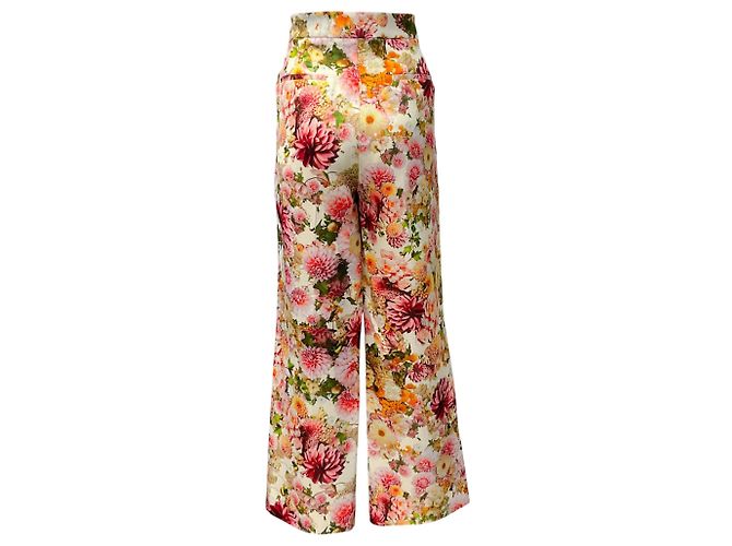 Adam Lippes Cream Multi Floral Wool / Silk Pants - view 3