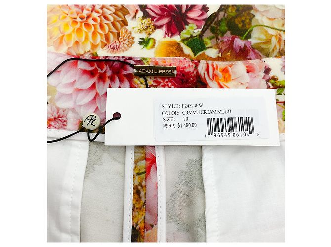 Adam Lippes Cream Multi Floral Wool / Silk Pants - view 4
