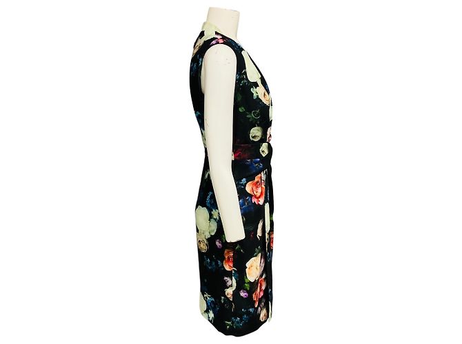 Abito midi in crepe floreale nero multicolore Adam Lippes - vista 2