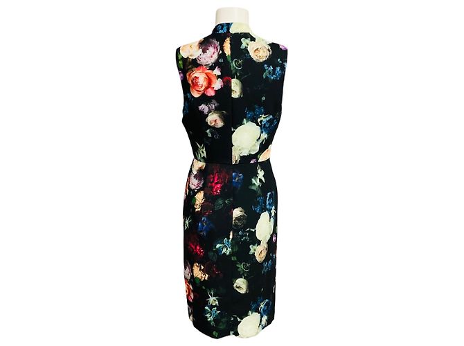 Abito midi in crepe floreale nero multicolore Adam Lippes - vista 3