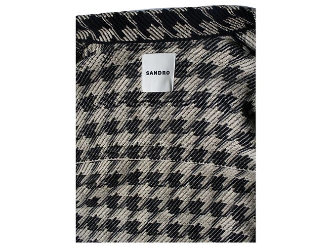 Giacca Sandro in pied de poule beige e nera Nero - vista 5