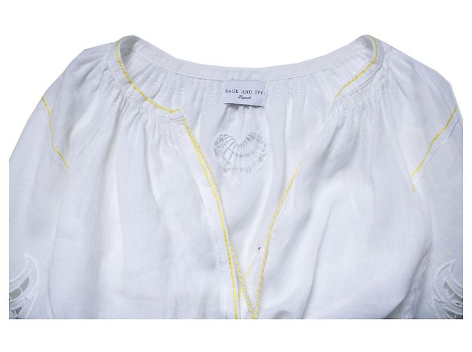 Autre Marque Vestido maxi de lino blanco Sage & Ivy Amarillo - vista 6