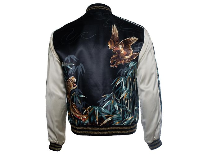 Saint Laurent, bomber teddy con tigre y águila Multicolor - vista 3