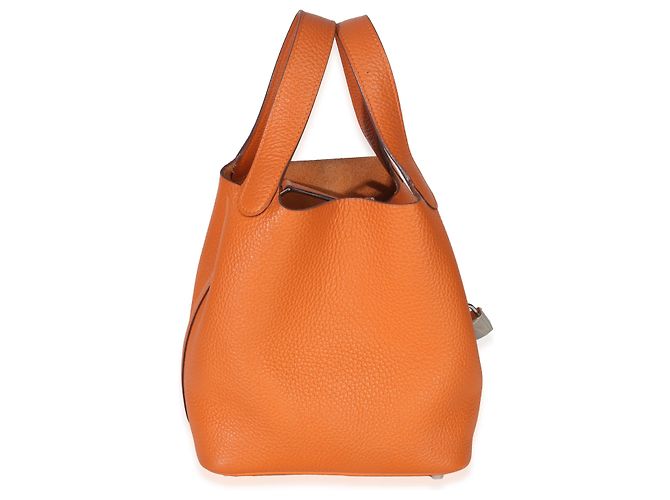 Hermès Arancione H Clemence Picotin Lock 18 PHW - vista 2