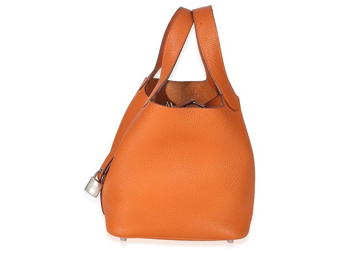 Hermès Arancione H Clemence Picotin Lock 18 PHW - vista 3