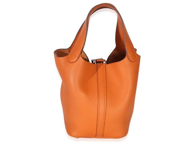 Hermès Arancione H Clemence Picotin Lock 18 PHW - vista 4