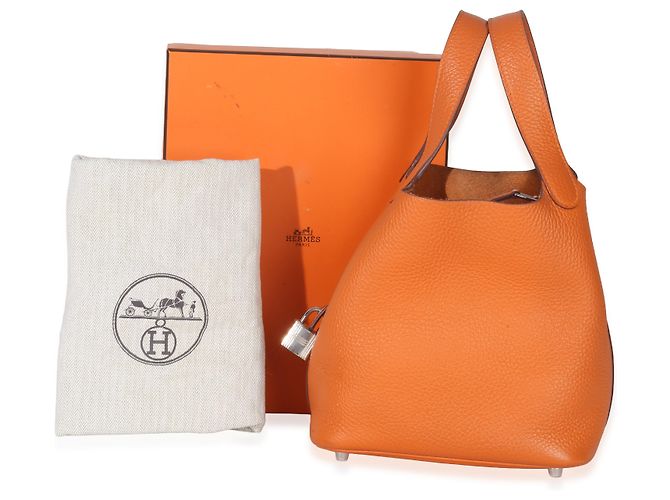 Hermès Arancione H Clemence Picotin Lock 18 PHW - vista 5