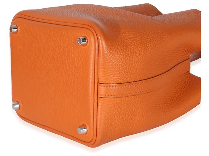 Hermès Arancione H Clemence Picotin Lock 18 PHW - vista 6