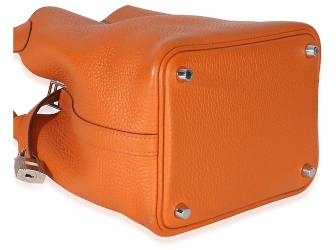 Hermès Arancione H Clemence Picotin Lock 18 PHW - vista 7