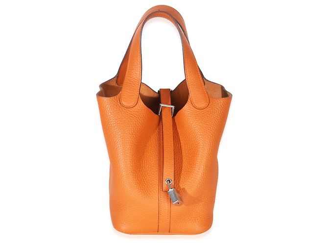 Hermès Arancione H Clemence Picotin Lock 18 PHW - vista 8