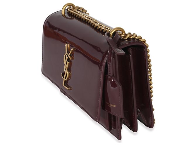 Borsa Sunset Small Monogram in vernice rosso vino Saint Laurent - vista 3