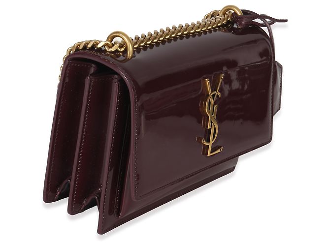 Borsa Sunset Small Monogram in vernice rosso vino Saint Laurent - vista 4