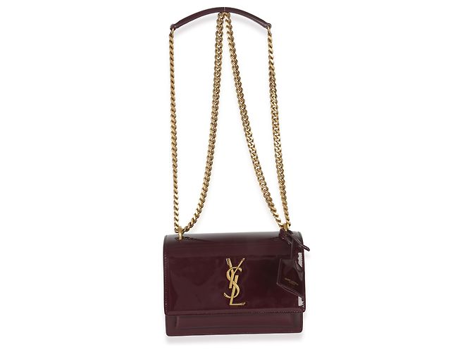 Borsa Sunset Small Monogram in vernice rosso vino Saint Laurent - vista 5