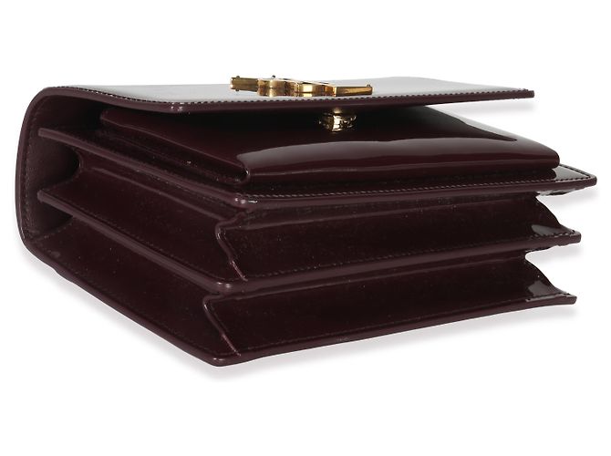 Borsa Sunset Small Monogram in vernice rosso vino Saint Laurent - vista 7