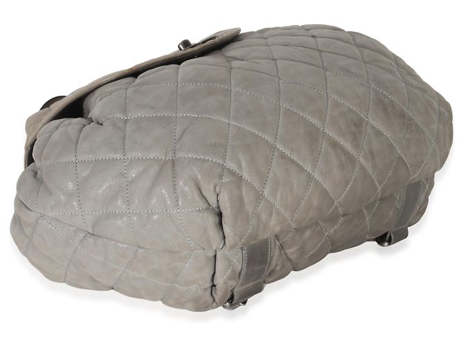 Chanel Rucksack aus grauem, gestepptem Kalbsleder In The Mix Braun - Ansicht 7