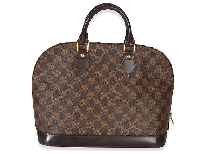 Borsa Alma PM in tela Damier Ebene di Louis Vuitton Marrone - vista 2