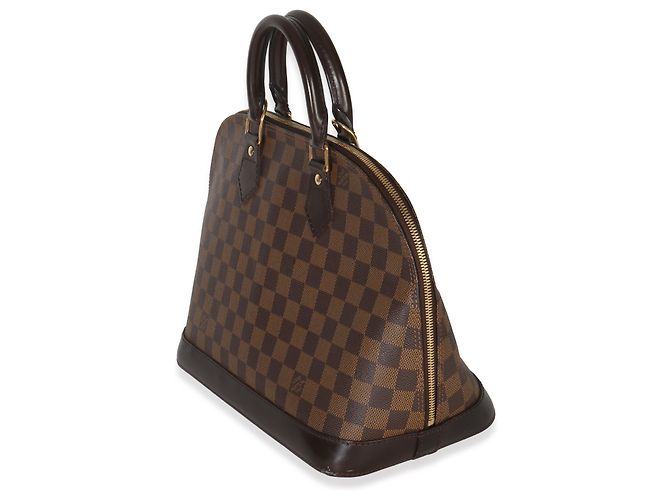 Borsa Alma PM in tela Damier Ebene di Louis Vuitton Marrone - vista 3