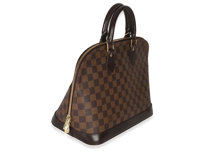 Borsa Alma PM in tela Damier Ebene di Louis Vuitton Marrone - vista 4