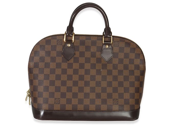Borsa Alma PM in tela Damier Ebene di Louis Vuitton Marrone - vista 8