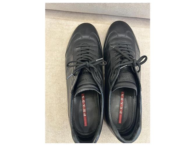 Sneakers basse Prada in pelle nera morbida Nero - vista 3