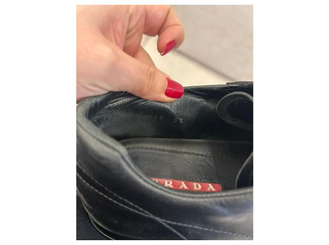 Sneakers basse Prada in pelle nera morbida Nero - vista 7
