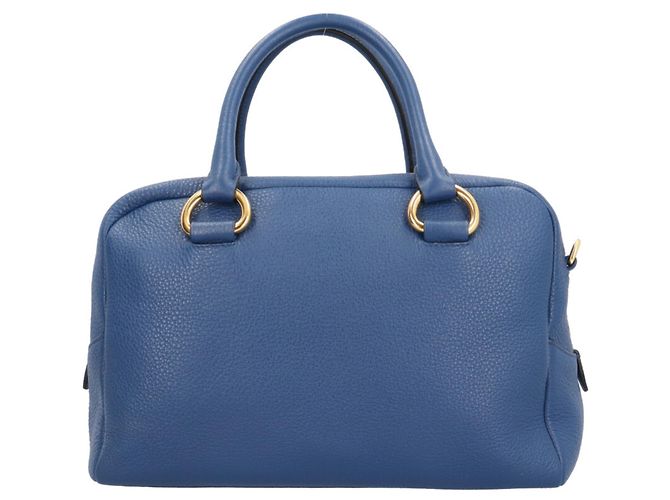 Borsa a Spalla Prada Mini Boston Vitello Phoenix in Blu - vista 3