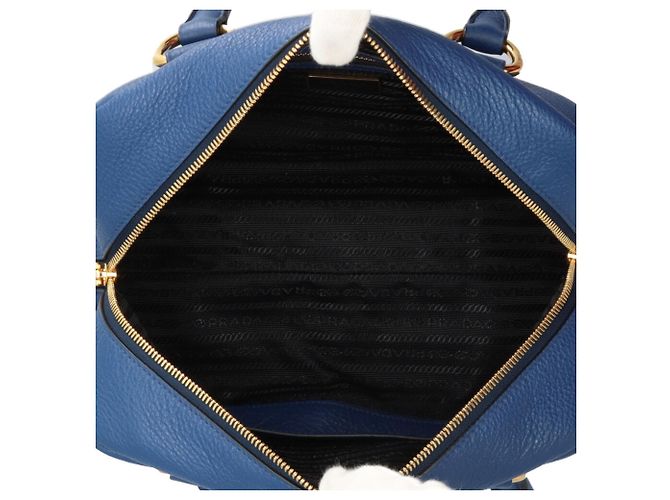 Borsa a Spalla Prada Mini Boston Vitello Phoenix in Blu - vista 6