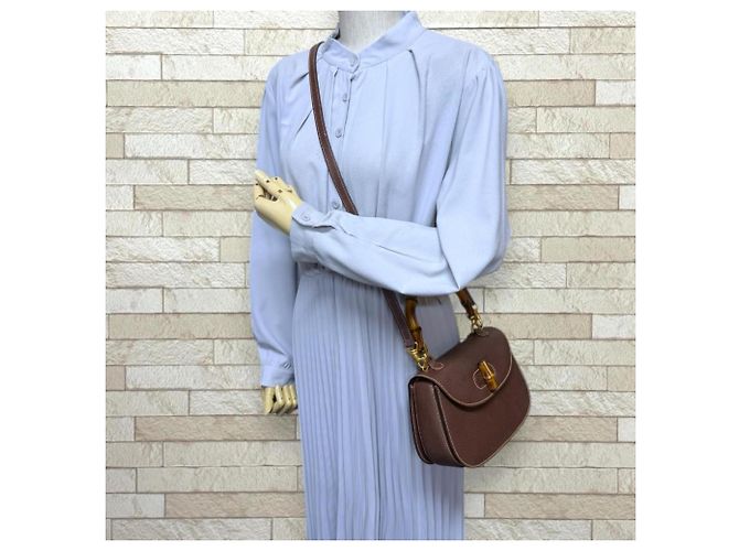 Borsa a Spalla Gucci Bamboo Marrone - vista 2