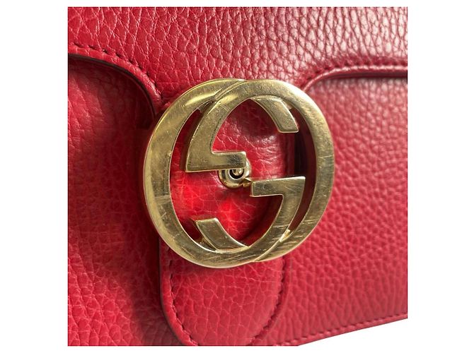 Borsa a spalla in pelle rossa Gucci Rosso - vista 16