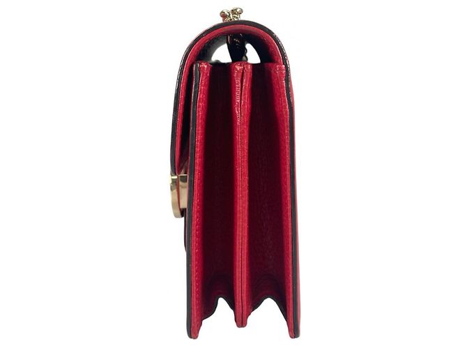 Borsa a spalla in pelle rossa Gucci Rosso - vista 3