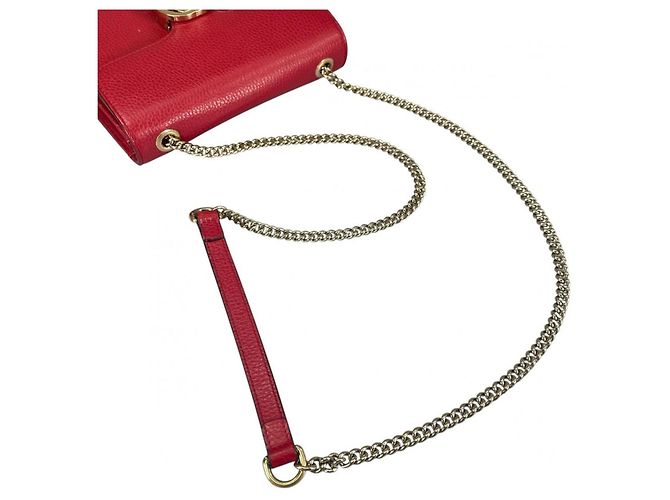 Borsa a spalla in pelle rossa Gucci Rosso - vista 9