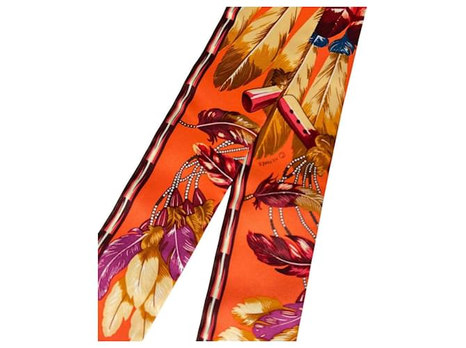 Bufanda de seda Twilly de Hermès Naranja - vista 5
