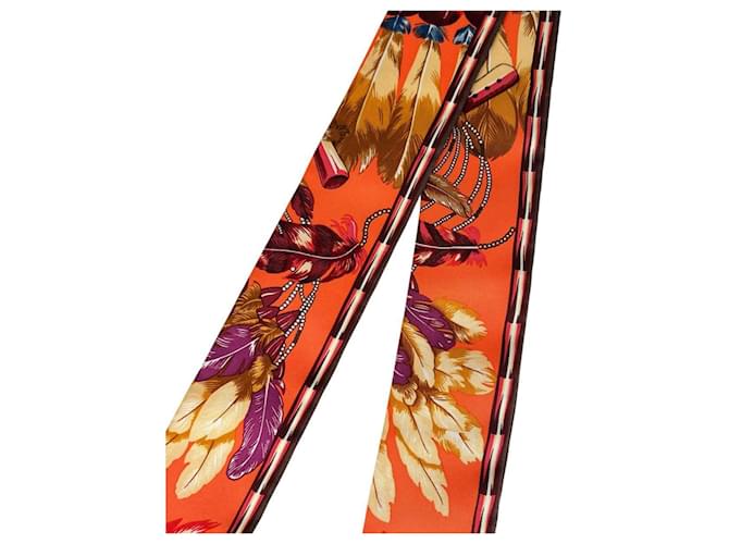 Bufanda de seda Twilly de Hermès Naranja - vista 8