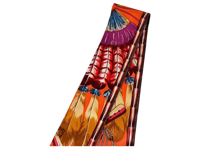 Bufanda de seda Twilly de Hermès Naranja - vista 9