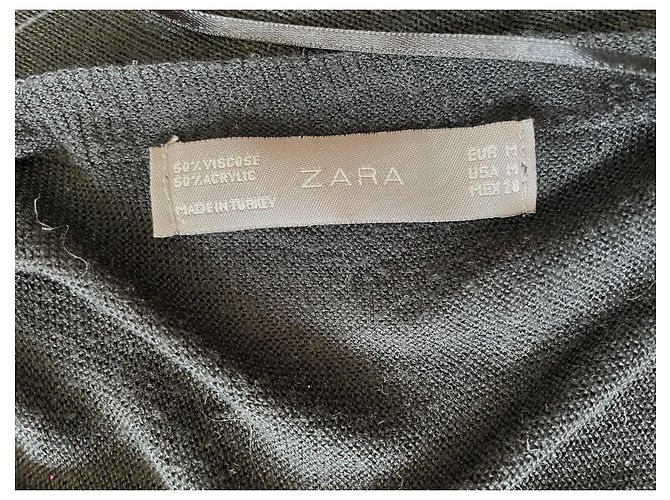 Zara Schwarzes Kleid mit Schulterpolstern - Ansicht 2