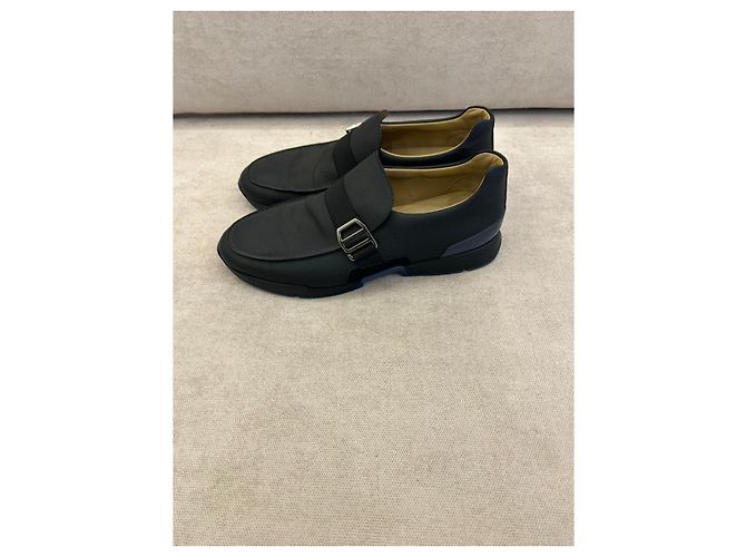 Mocassini Hermès in pelle Epsom nero e blu Multicolore - vista 4