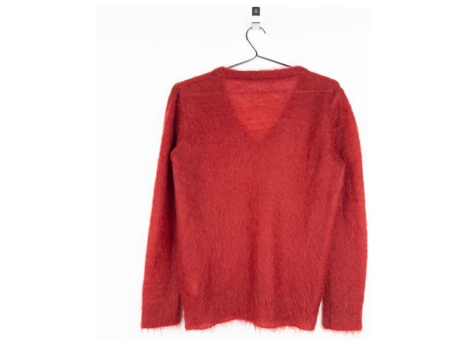 Prada Flauschiger V-Ausschnitt-Pullover von Gucci von Frida Giannini AW14 Rot - Ansicht 2