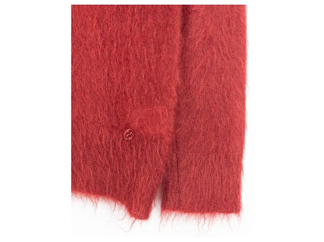 Prada Flauschiger V-Ausschnitt-Pullover von Gucci von Frida Giannini AW14 Rot - Ansicht 4