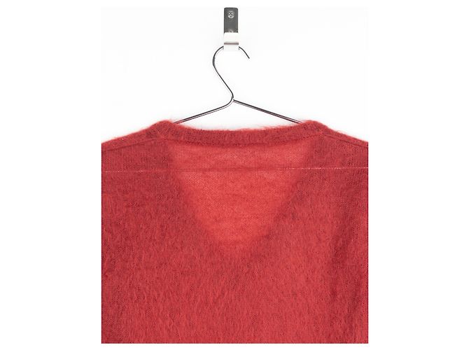 Prada Flauschiger V-Ausschnitt-Pullover von Gucci von Frida Giannini AW14 Rot - Ansicht 5