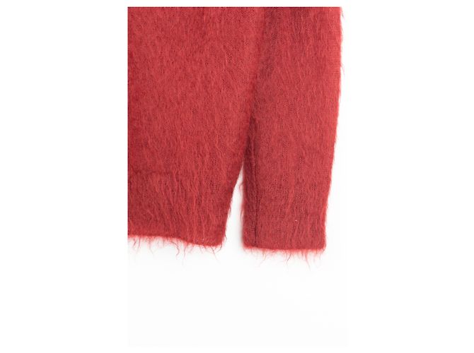 Prada Flauschiger V-Ausschnitt-Pullover von Gucci von Frida Giannini AW14 Rot - Ansicht 6