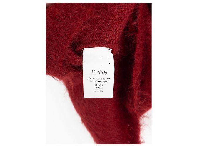 Prada Flauschiger V-Ausschnitt-Pullover von Gucci von Frida Giannini AW14 Rot - Ansicht 7