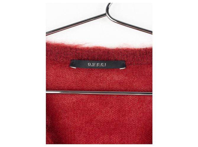 Prada Flauschiger V-Ausschnitt-Pullover von Gucci von Frida Giannini AW14 Rot - Ansicht 8