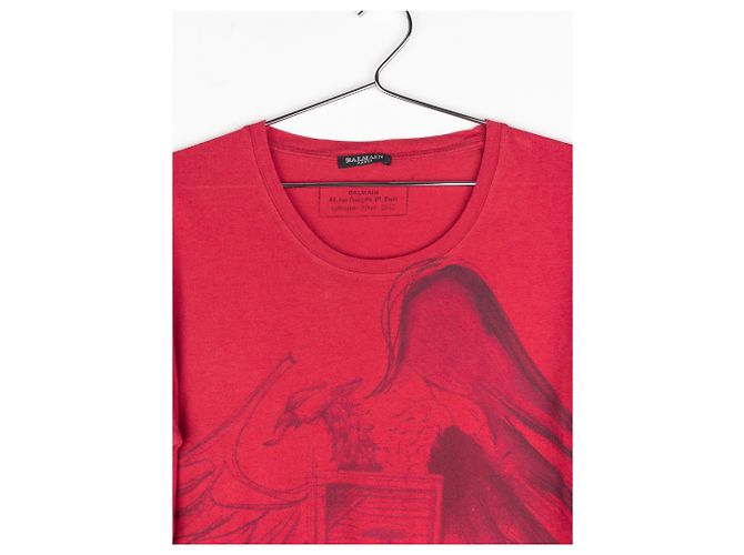 Balmain by Olivier Rousteing AW12 Double-Headed Eagle T-Shirt Red - view 3