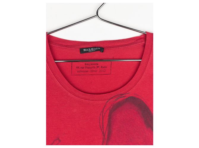 Balmain by Olivier Rousteing AW12 Double-Headed Eagle T-Shirt Red - view 5