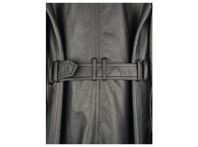 Saint Laurent AW20 Double-Breasted Shearling Leather Trench Coat - view 10