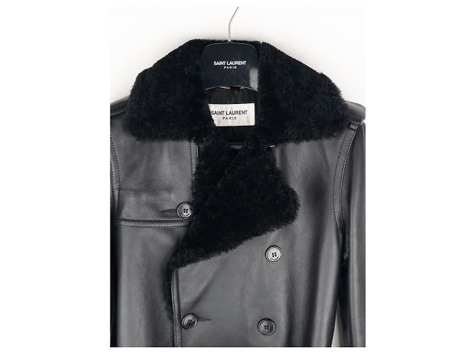 Saint Laurent AW20 Double-Breasted Shearling Leather Trench Coat - view 3