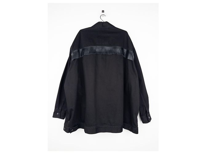 Giacca in denim Big Fit con frange e borchie SS23 di Raf Simons Nero - vista 2